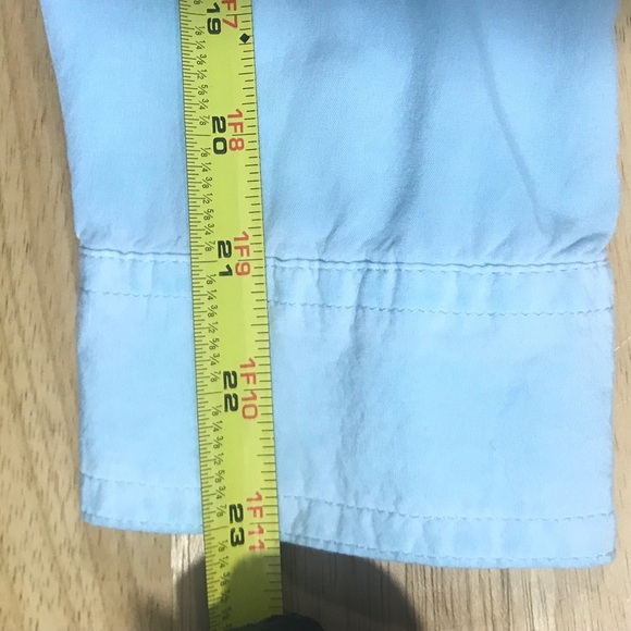 Velvet Heart Women’s Medium Blue Button Front Tunic Top Roll Tab Sleeves - Picture 15 of 16